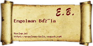 Engelman Béla névjegykártya
